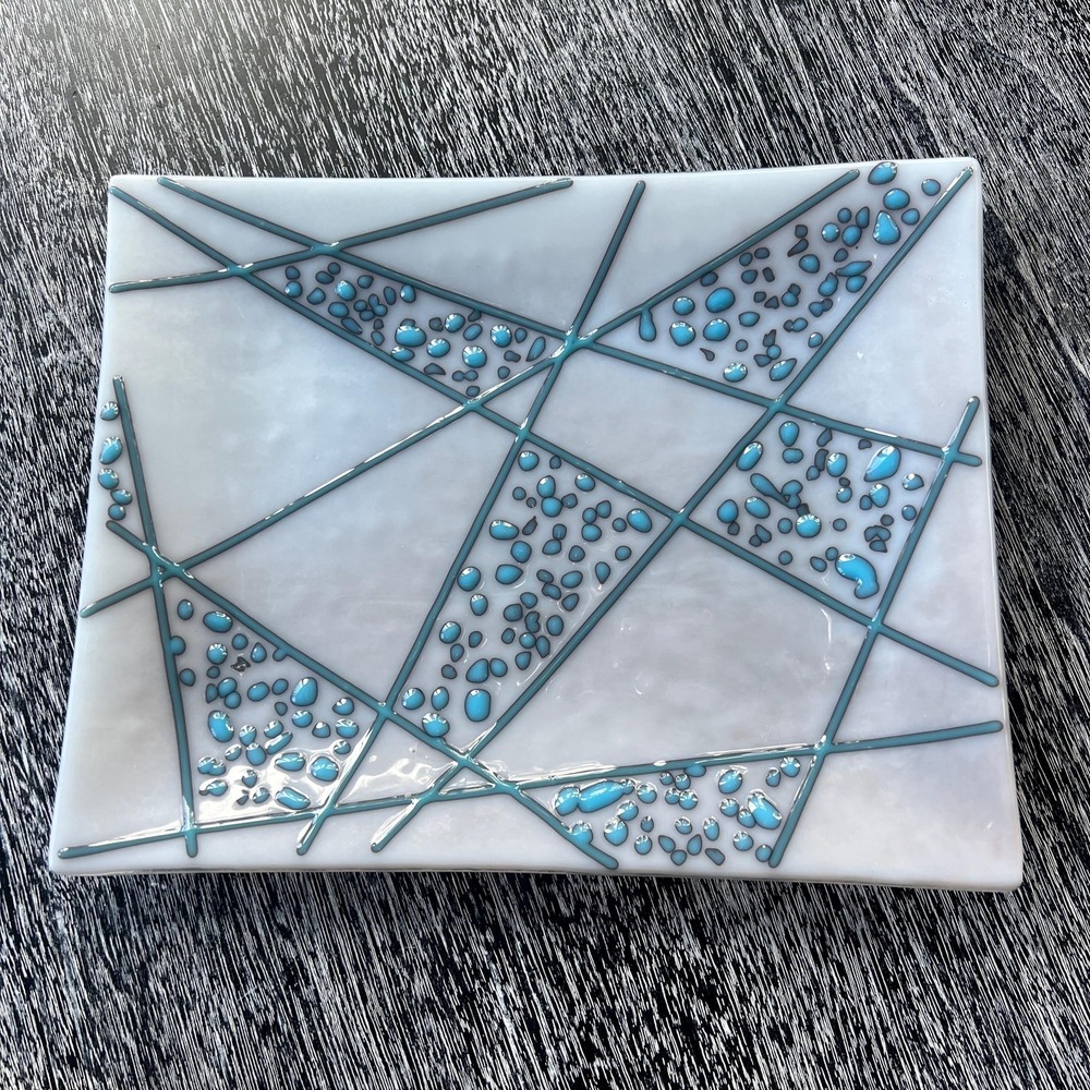 Abstract fused glass decorative platter